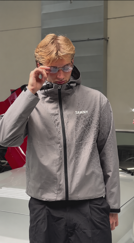 Water Reactive Cheetah Rain Jacket - Grey