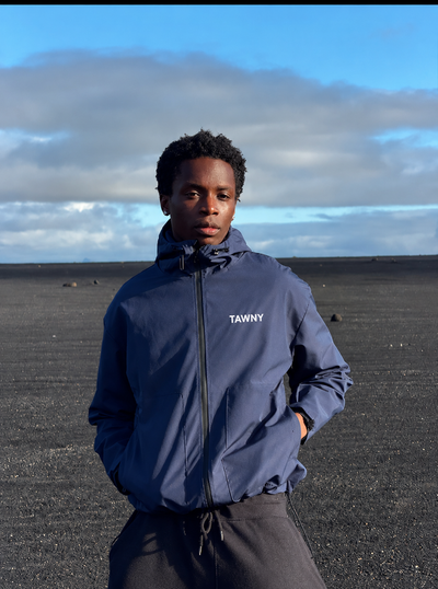 Water Reactive Cheetah Rain Jacket - Navy