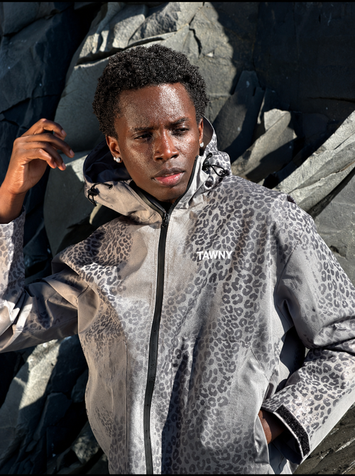 Water Reactive Cheetah Rain Jacket - Grey