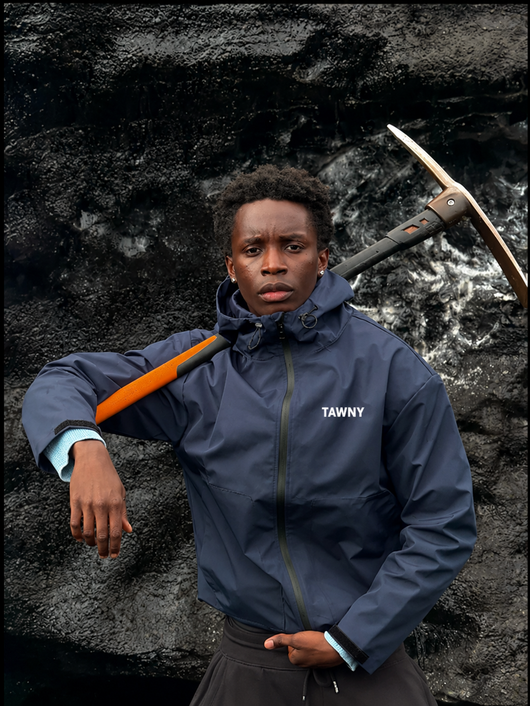 Water Reactive Cheetah Rain Jacket - Navy