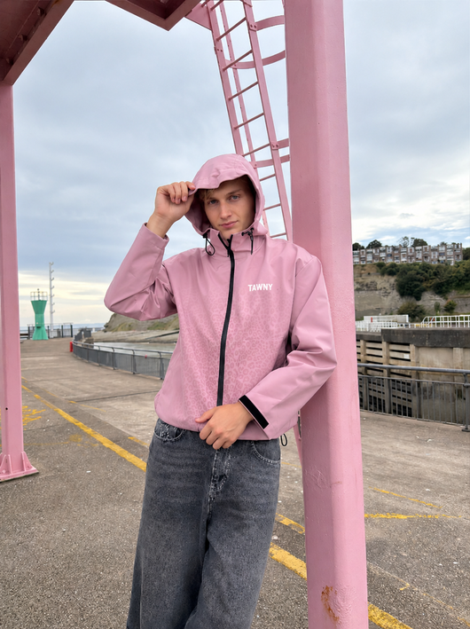Water Reactive Cheetah Rain Jacket - Pink
