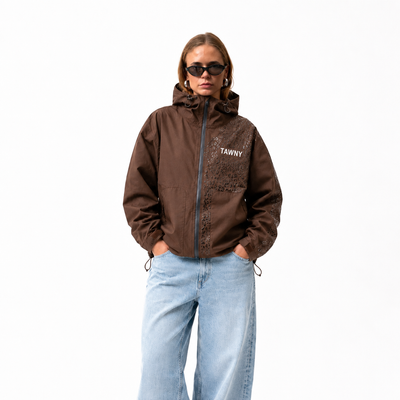 Water Reactive Cheetah Rain Jacket - Brown