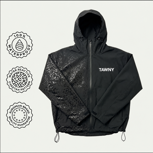 Water Reactive Cheetah Rain Jacket - Black