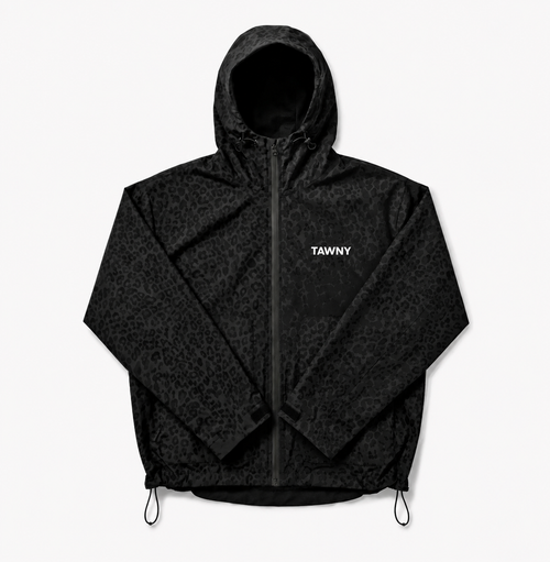 Water Reactive Cheetah Rain Jacket - Black