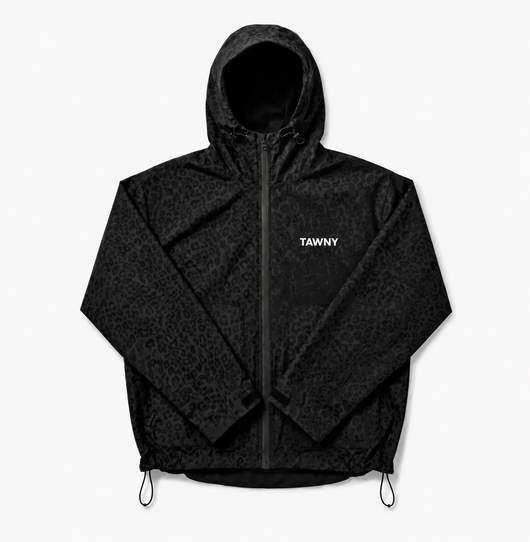 Water Reactive Cheetah Rain Jacket - Black