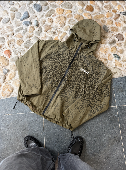 Water Reactive Cheetah Rain Jacket - Green