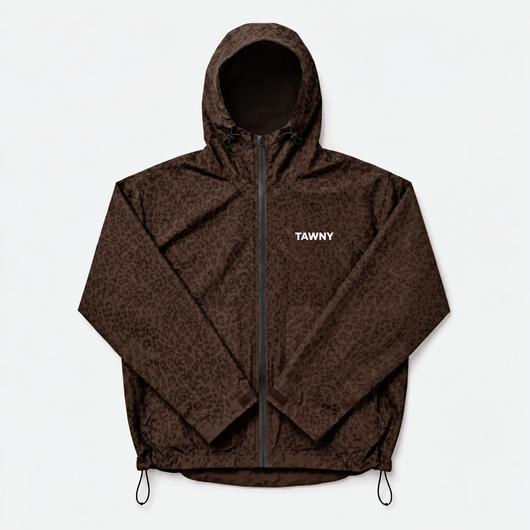 Water Reactive Cheetah Rain Jacket - Brown