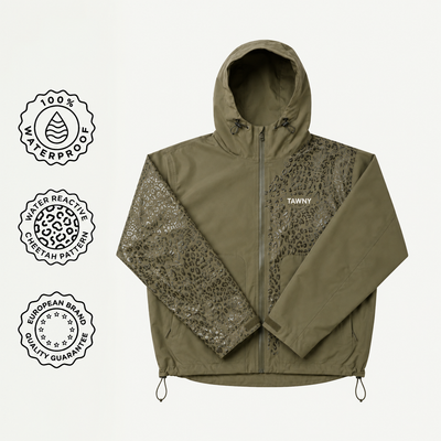 Water Reactive Cheetah Rain Jacket - Green
