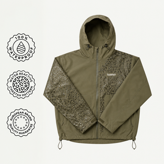 Water Reactive Cheetah Rain Jacket - Green