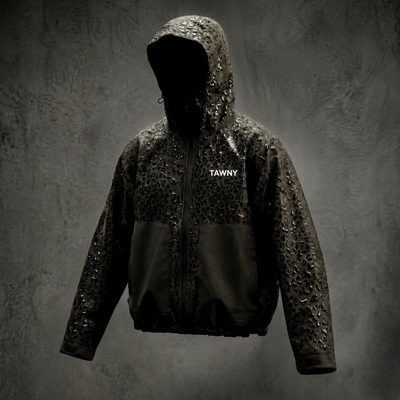 Water Reactive Cheetah Rain Jacket - Black
