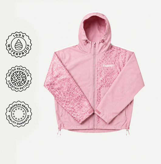 Water Reactive Cheetah Rain Jacket - Pink